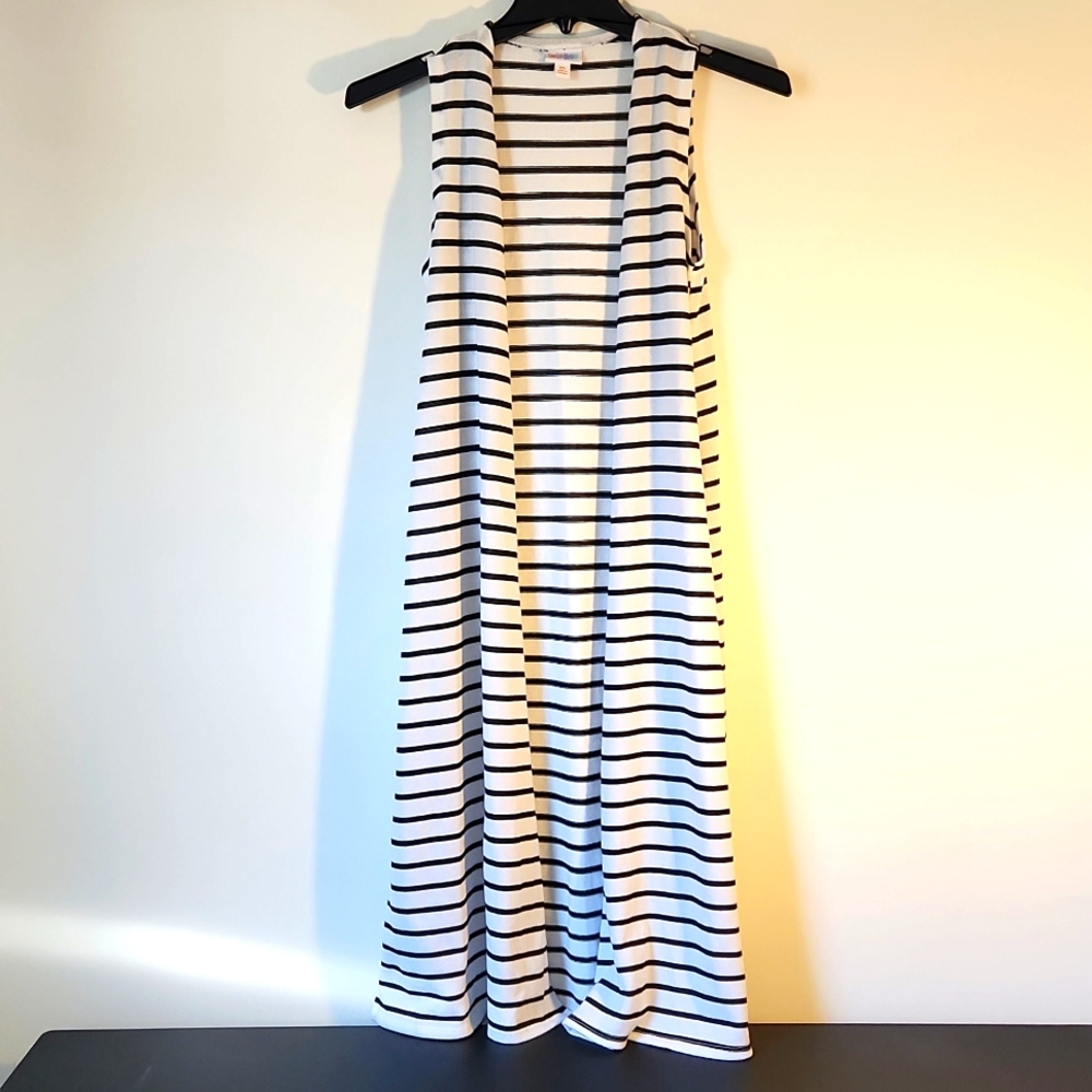 Lularoe Joy Vest Black White Stripe Sweater Material XS